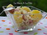 Salade de chou blanc,pommes de terre, petits lardons et Comté