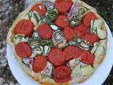 Tarte tatin aux tomates, courgettes, poitrine fumée