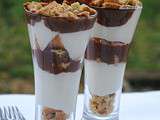 Verrine crème de poires, ganache chocolat et galettes bretonnes