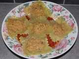 Raviolis au poulet sur une compoté de poivron à la tomate et au basilic - jsc ou 9PP / personne