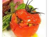 Petites tomates farcies aux légumes confits