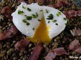 Salade de lentilles au vin blanc et œuf poché