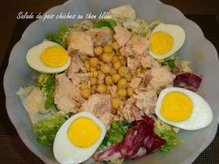 Salade de pois chiches au thon blanc et sa vinaigrette au pot maison