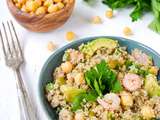 Salade quinoa crevettes, saumon avocat