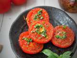 Tomates à la plancha ail et basilic