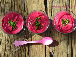 Verrines de mousse de betterave au chèvre frais