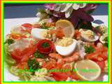 Salade aux crevettes et saumon