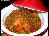 Tajine kefta et petits pois