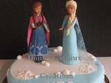 Gâteau Reine des Neiges, Elsa et Anna en Pâte à Sucre