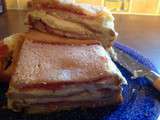 Croque cake chorizo bacon jambon blanc et mozzarella