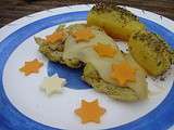 Filet de dinde aux épices, pommes de terre basilic et ses étoiles de mimolette