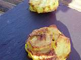Marguerites de pommes de terre au curcuma et boudin blanc