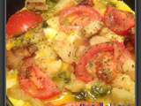 Omelette de choux-bruxelles, pommes de terre, tomates et origan