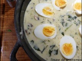 Soupe printanière aux œufs mollets