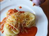 Spaghettis, sauce aux poivrons