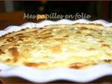 Gratin de ravioles à la crème d'ail et au Cantal