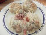 Paupiettes de porc sauce lardons et champignons au wok