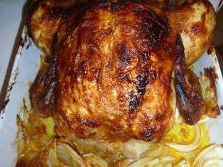 Poulet rôti à la moutarde de mirabelle et aux épices