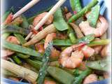 Wok de crevettes aux Haricots mange-tout et petits maïs