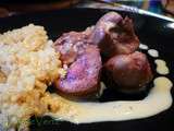 Rognon de veau sauce crèmeuse au wasabi et quinoa au saké