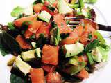 Salade de saumon et poivron vert marinés au teriyaki