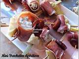 Mini brochettes au chorizo, artichauts et rouleaux de jambon au chèvre