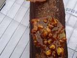 Bûche chocolat caramel, biscuit à la noisette