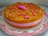 Gâteau magique : coco-framboises et pralines roses