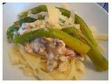 Tagliatelles au jambon de parme et asperges vertes