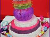 Gâteau au chocolat d’anniversaire Zoobles (enfants) plusieurs  étages en pâte a sucre .Etapes recette illustrées pas a pas . miss malakoff cuisine
