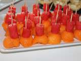 Mignardises salées et brochettes melon/pastèque