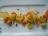 Panna cotta aux crustacés et curcuma, croustillants de pommes de terre