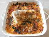 Cabillaud au four, légumes du soleil et mozzarella (Baked cod, summer vegetables and mozzarella)
