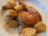 Poulet rôti au pesto de basilic et pommes de terre (Roast chicken with basil pesto and potatoes)
