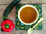 Soupe poivrons et courgettes à déguster chaude ou froide (Zucchini and peppers soup)