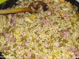 Blé à la pomme, dès de jambon & petits légumes