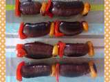 Brochettes de boudin antillais, poivrons & abricots