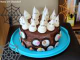 Gros gâteau chocolat / chantilly pour Halloween, et ses meringues Fantômes