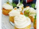Idées fêtes: mini cupcakes saumon fumé et aneth pour l'apéritif