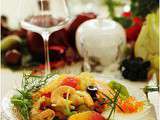 Salade de crevettes aux agrumes, raisins frais