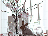 Table de Pâques:  Lapin et Magnolia 