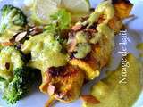 Brochettes de Poulet à l'Indienne sauce coco/curry aux brocolis Concours  DouceFrance 