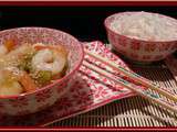 Crevettes sauce Aigre-Douce et pâte de riz