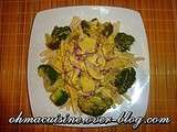 Pâtes aux brocolis, émincés de poulet et sauce curry
