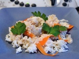 Cabillaud au cidre avec son riz et des tagliatelles de carotte au thermomix de Vorwerk