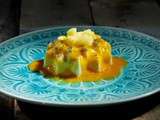 Pannacotta vanillée coulis de mangue et dés d'ananas