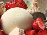 Parfait à la vanille fraises danoises et meringues croustillantes au muesli
