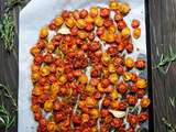Tomates multicolores confites au four