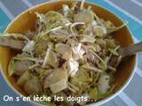 Salade Paysanne: pommes de terre, lardons, œufs durs et pissenlits