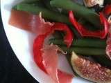 Salade figue - Serrano - poivron confit - haricots verts